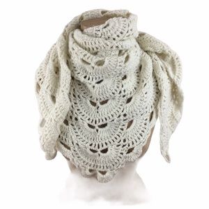 Handmade Crochet scarf / shawl in Ivory